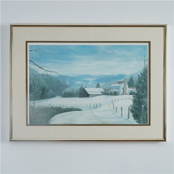 Audrey S Curtis Winter Landscape Lithograph