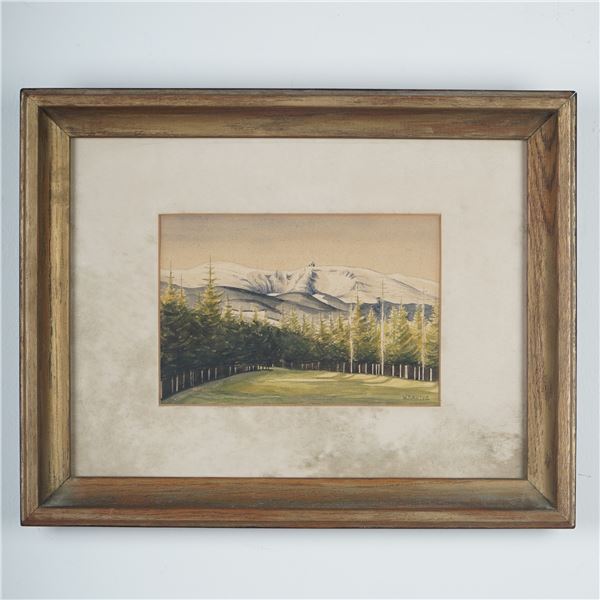 W. Bartke, Watercolor on Paper, Winter Landscapew/ Fir Trees, Signed
