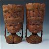 Image 1 : 2pc Hand-Carved Wood Sculptures, Tribal Busts