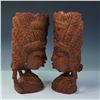 Image 3 : 2pc Hand-Carved Wood Sculptures, Tribal Busts