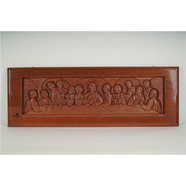 Heritage Hand-Carved Mahogany Wall Panel, The Last Supper