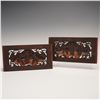 Image 1 : 2pc Carved Wood Figural Panels with Relief Decoration