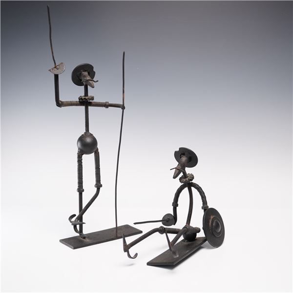 2pc Welded Metal Sculptures, Don Quixote and Sancho Panza