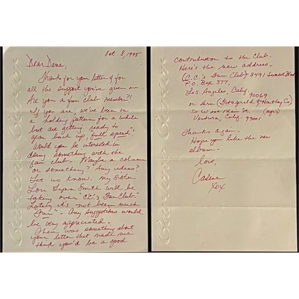 Country Singer Carlene Carter Signed Letter