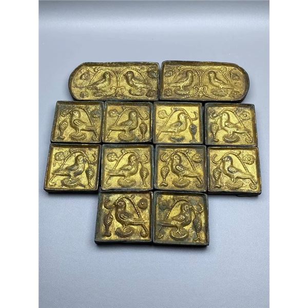 Gilt Bird Motif Plaque Set