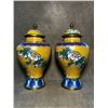 Image 1 : Pair of Late Qing Cloisonné Yellow-Ground Floral Jars