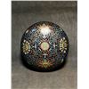 Image 7 : Cloisonné Enamel Circular Box with Floral Scrolls on Black Ground