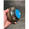Image 9 : Cloisonné Enamel Circular Box with Floral Scrolls on Black Ground