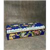 Image 1 : Cloisonné Enamel Rectangular Box with Chrysanthemum Motifs on Blue Ground