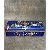 Image 5 : Cloisonné Enamel Rectangular Box with Chrysanthemum Motifs on Blue Ground