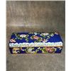 Image 6 : Cloisonné Enamel Rectangular Box with Chrysanthemum Motifs on Blue Ground
