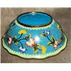 Image 3 : Cloisonné Enamel Lobed Bowl with Floral Scrolls on Blue Ground