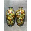 Image 1 : Pair of Cloisonné Enamel Vases with Floral Scrolls  Description