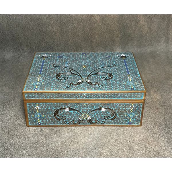 Cloisonné Enamel Jewelry Box with Floral Scrolls