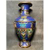 Image 1 : Cloisonné Enamel Vase with Taotie Masks on Blue Ground