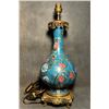 Image 2 : Cloisonné Enamel Vase with Floral and Bird Motifs (Adapted as Lamp Base)