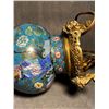 Image 7 : Cloisonné Enamel Vase with Floral and Bird Motifs (Adapted as Lamp Base)