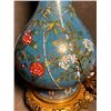 Image 9 : Cloisonné Enamel Vase with Floral and Bird Motifs (Adapted as Lamp Base)