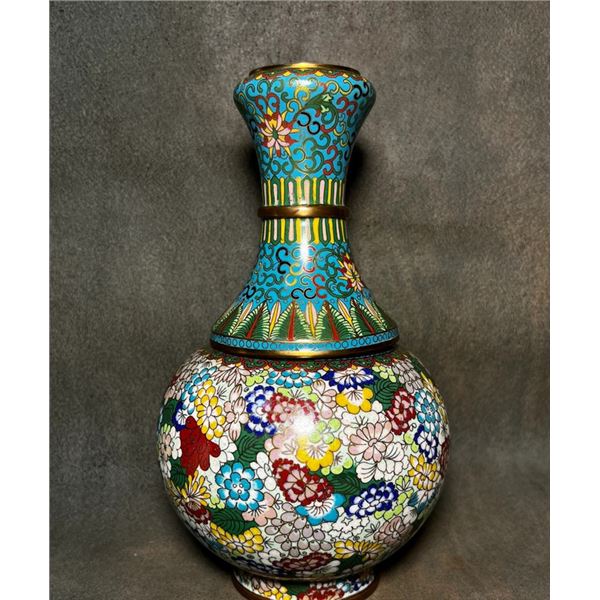 Cloisonné Enamel Vase with Floral Scrolls