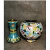 Image 2 : Cloisonné Enamel Vase with Floral Scrolls