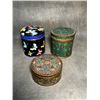 Image 1 : Set of Cloisonné Enamel Tea Caddies and Tobacco Jars (Three Pieces)