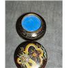 Image 6 : Cloisonné Enamel Circular Box with Yellow Dragon on Black Ground
