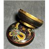 Image 7 : Cloisonné Enamel Circular Box with Yellow Dragon on Black Ground