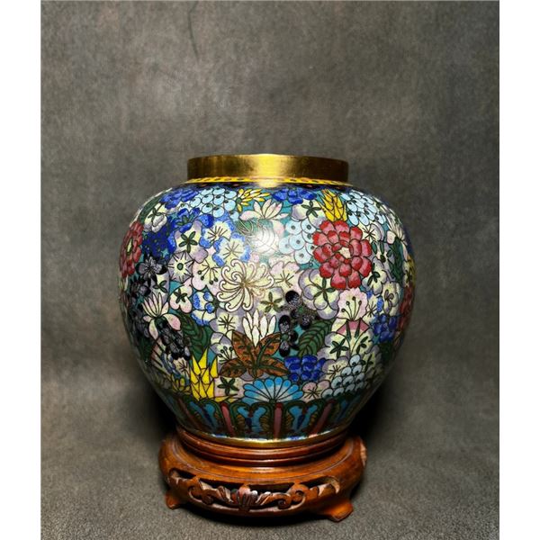 Cloisonné Enamel Jar with Floral Scrolls