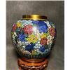 Image 7 : Cloisonné Enamel Jar with Floral Scrolls