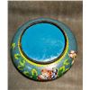 Image 4 : Cloisonné Enamel Brush Washer with Floral Motifs on Blue Ground