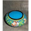 Image 5 : Cloisonné Enamel Brush Washer with Floral Motifs on Blue Ground