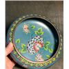 Image 6 : Cloisonné Enamel Brush Washer with Floral Motifs on Blue Ground
