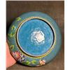 Image 7 : Cloisonné Enamel Brush Washer with Floral Motifs on Blue Ground