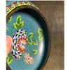 Image 8 : Cloisonné Enamel Brush Washer with Floral Motifs on Blue Ground