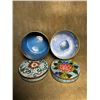 Image 4 : Pair of Cloisonné Enamel Tea Caddies with Floral Designs on Blue Ground