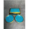 Image 1 : Set of Cloisonné Enamel Jewelry Box and Dishes with Turquoise Ground (Three Pieces)