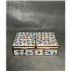 Image 1 : Cloisonné Enamel Jewelry Box with Floral Scrolls on White Ground