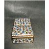 Image 2 : Cloisonné Enamel Jewelry Box with Floral Scrolls on White Ground