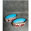 Image 1 : Pair of Cloisonné Enamel Boat-Shaped Brush Washers with Red Floral Design on White Ground