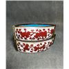 Image 4 : Pair of Cloisonné Enamel Boat-Shaped Brush Washers with Red Floral Design on White Ground