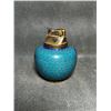 Image 2 : Cloisonné Enamel Table Lighter with Plum Blossom Design on Turquoise Ground