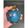 Image 5 : Cloisonné Enamel Table Lighter with Plum Blossom Design on Turquoise Ground