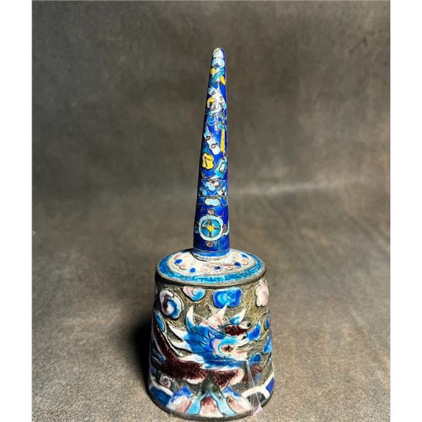 Cloisonné Enamel Ritual Bell with Dragon Design