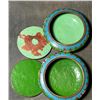 Image 5 : Pair of Cloisonné Enamel Flattened Jars with Floral Scrolls on Green Ground