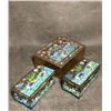 Image 1 : Set of Three Cloisonné Enamel Rectangular Boxes with Fish and Aquatic Plant Design