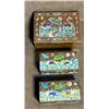 Image 3 : Set of Three Cloisonné Enamel Rectangular Boxes with Fish and Aquatic Plant Design