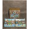 Image 4 : Set of Three Cloisonné Enamel Rectangular Boxes with Fish and Aquatic Plant Design