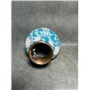 Image 3 : Cloisonné Enamel Small Vase with White Lotus Scrolls on Turquoise Ground