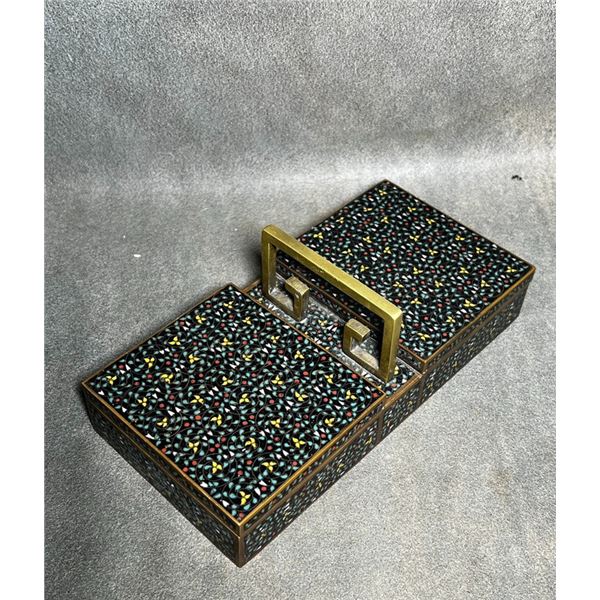 Exquisite Cloisonné Enamel Basket-Form Box with Hundred Flowers Design