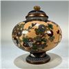 Image 4 : Republic Period Cloisonné Incense Burner with Bird-and-Flower Motif on Orange Ground